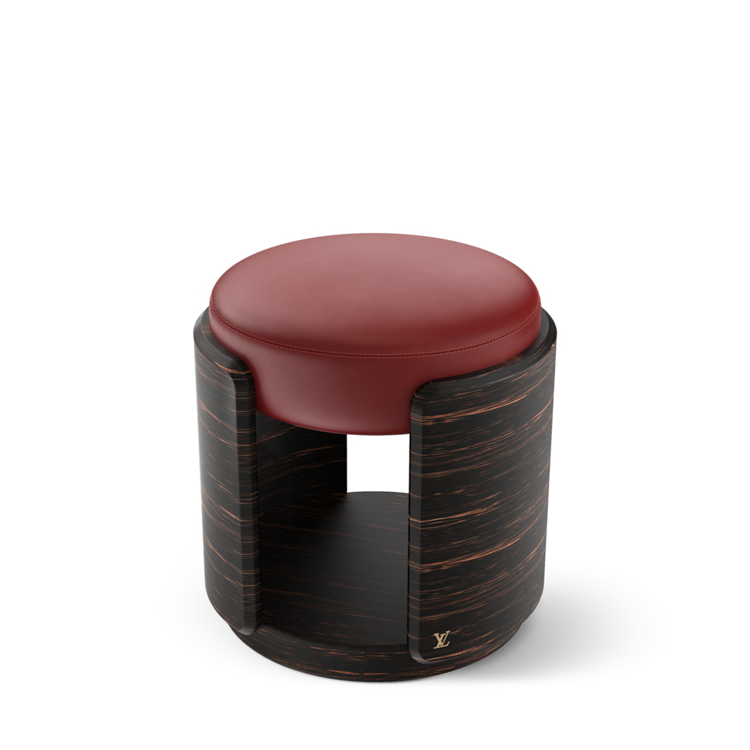 Celeste Stool - Palm Tree / Red Leather - Trunks, Travel and Home